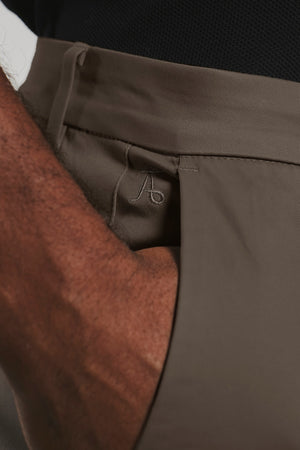 Athletic Fit Cotton Stretch Chino Trousers in Dark Taupe