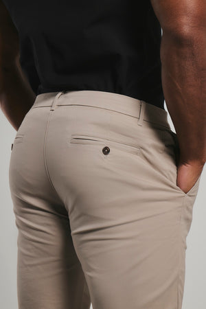 Athletic Fit Cotton Stretch Chino Pants in Stone