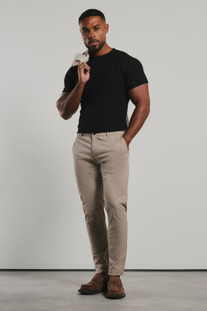 Athletic Fit Cotton Stretch Chino Pants in Stone