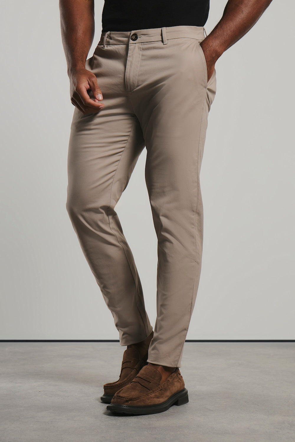 Athletic Fit Cotton Stretch Chino Pants in Stone