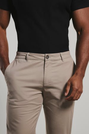 Athletic Fit Cotton Stretch Chino Pants in Stone