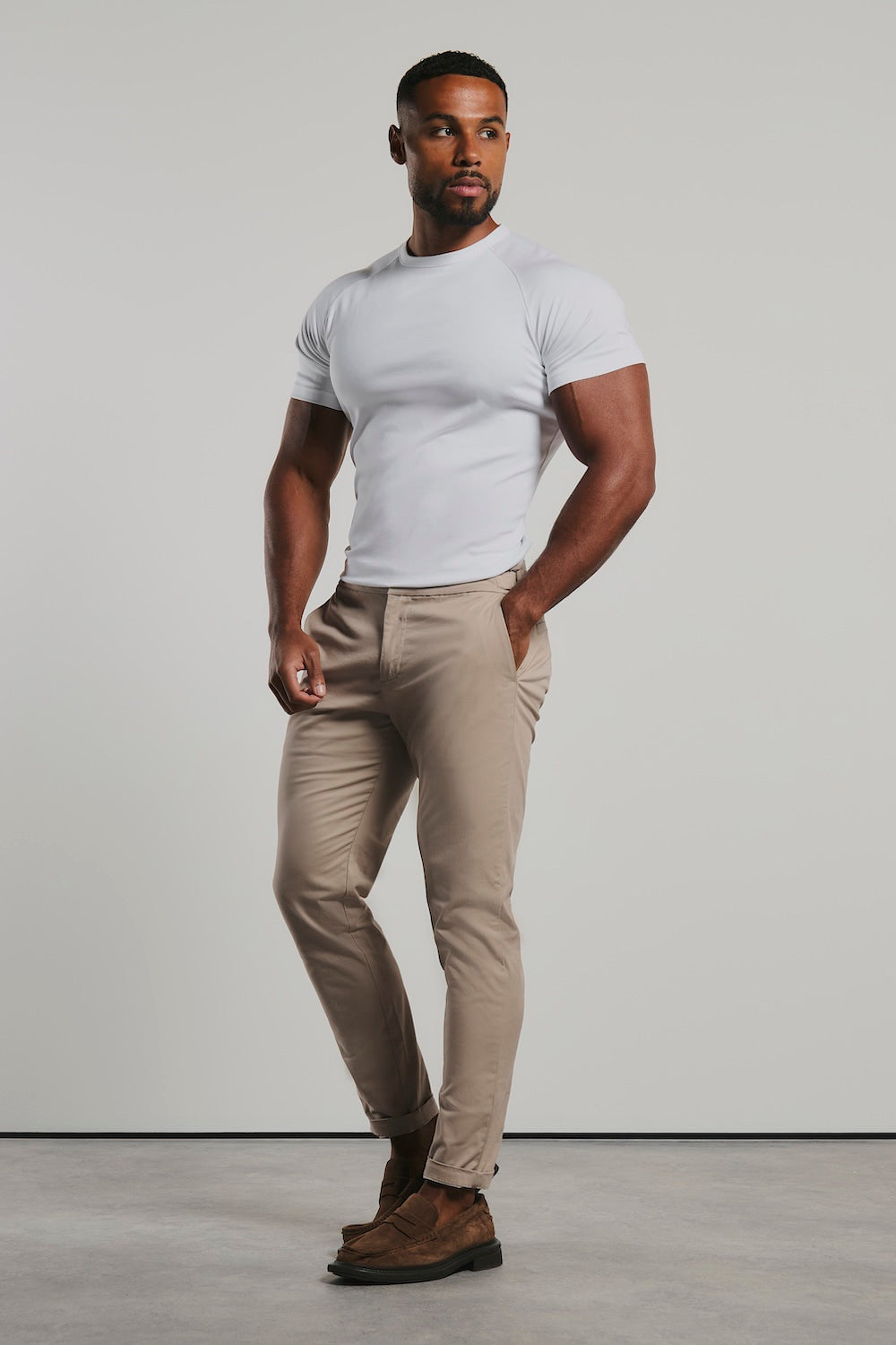 Smart Chino Side Adjuster Pants in Stone