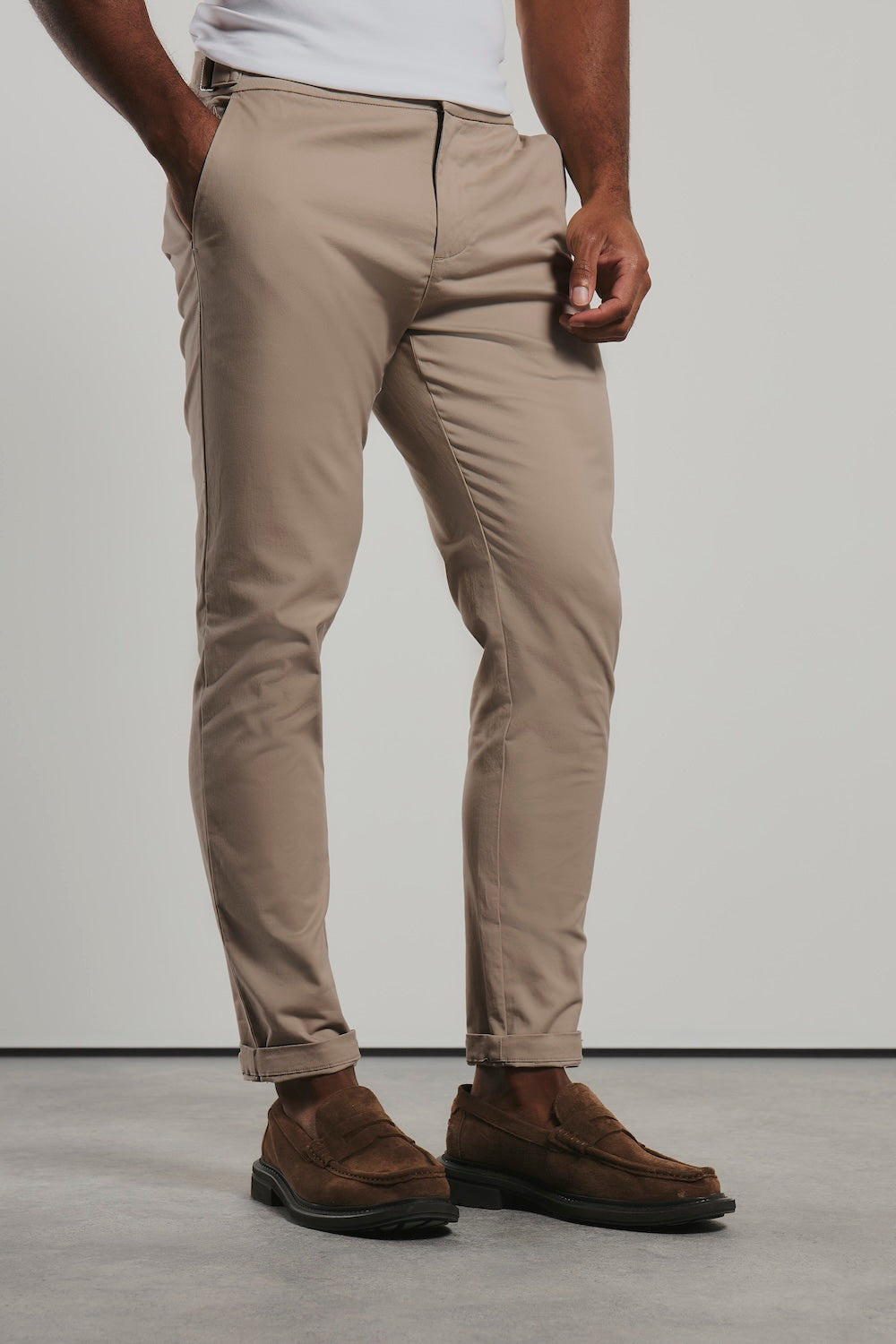 Smart Chino Side Adjuster Pants in Stone