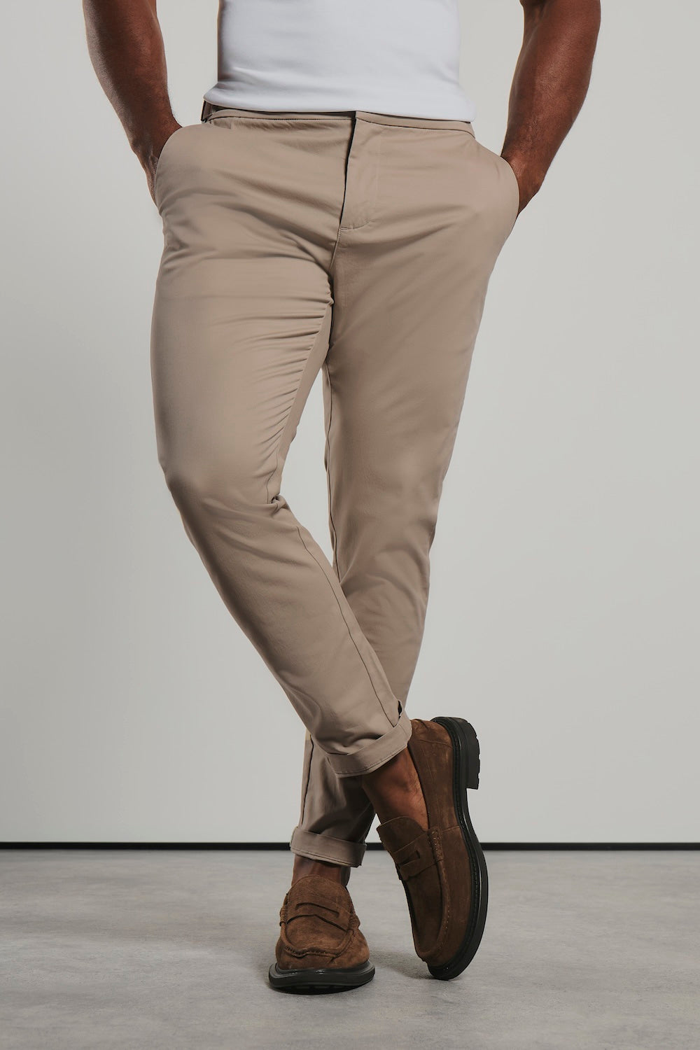 Smart Chino Side Adjuster Pants in Stone