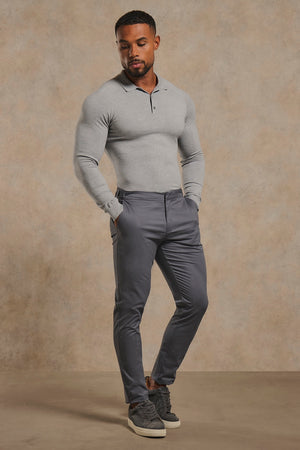 Smart Chino Side Adjuster Pants in Dark Grey