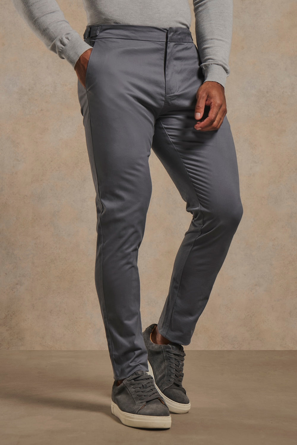Smart Chino Side Adjuster Pants in Dark Grey
