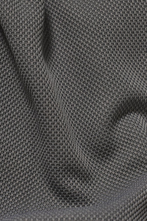 Tipped Textured Open Collar Polo Shirt in Grey and White