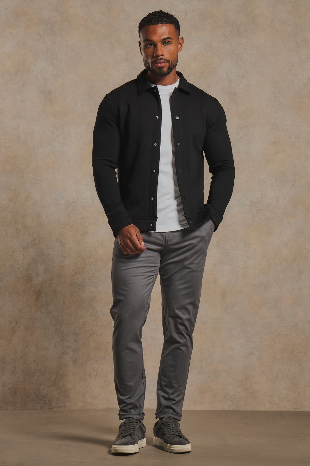 Luxe Sweat Shacket in Black