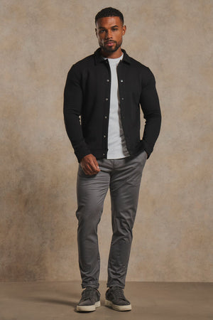 Luxe Sweat Shacket in Black