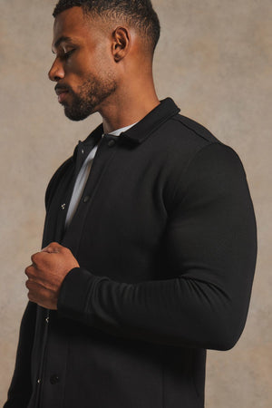 Luxe Sweat Shacket in Black