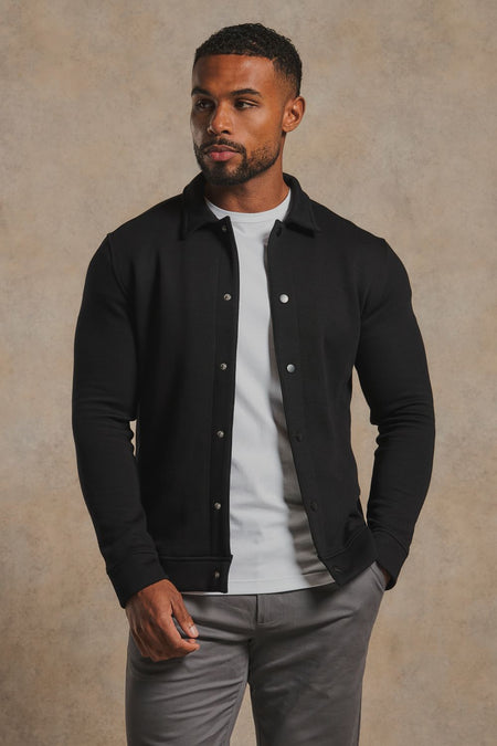 Luxe Sweat Shacket in Black