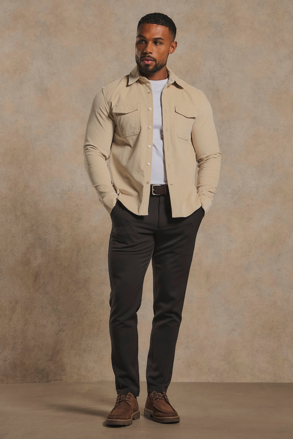 Cord Overshirt in Ecru
