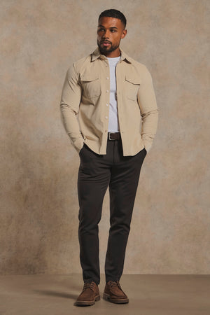 Cord Overshirt in Ecru