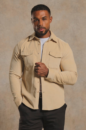 Cord Overshirt in Alabaster