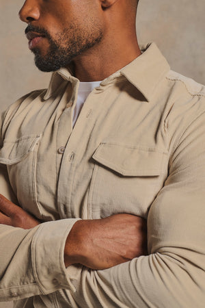 Cord Overshirt in Ecru