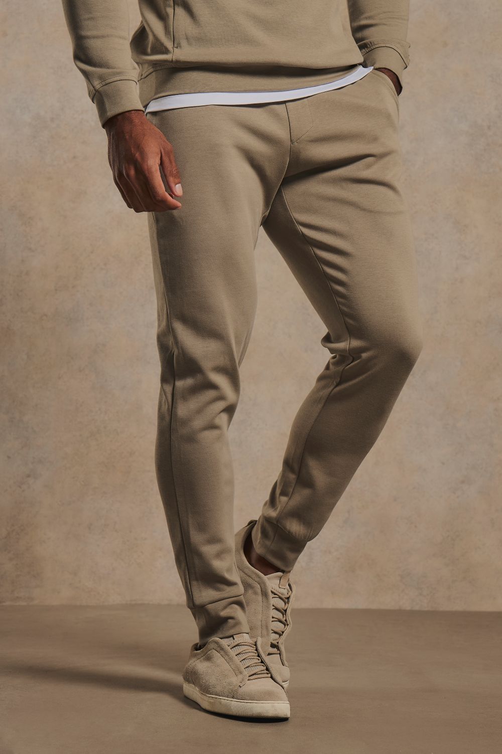 Interlock Sweat Joggers in Soft Khaki