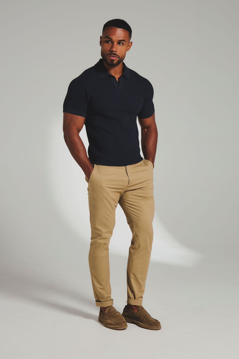 Athletic Fit Cotton Stretch Chino Pants in Dark Stone