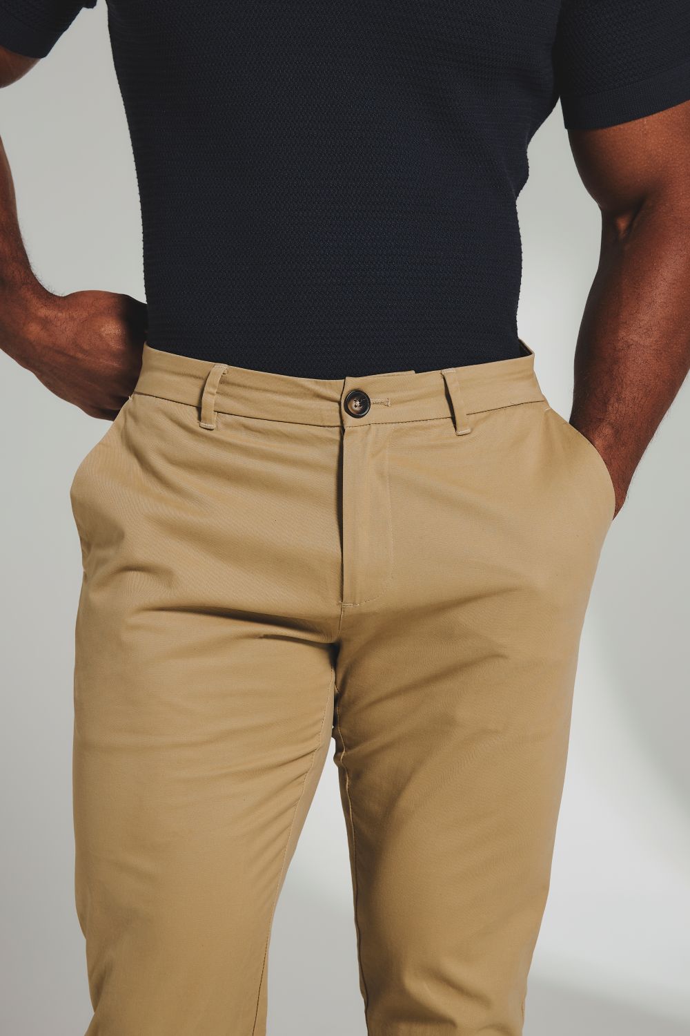 Athletic Fit Cotton Stretch Chino Pants in Dark Stone