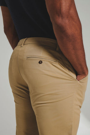 Athletic Fit Cotton Stretch Chino Pants in Dark Stone
