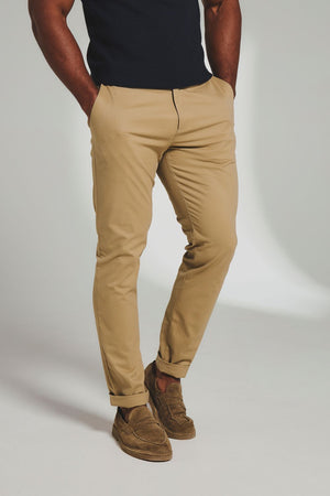Athletic Fit Cotton Stretch Chino Pants in Dark Stone
