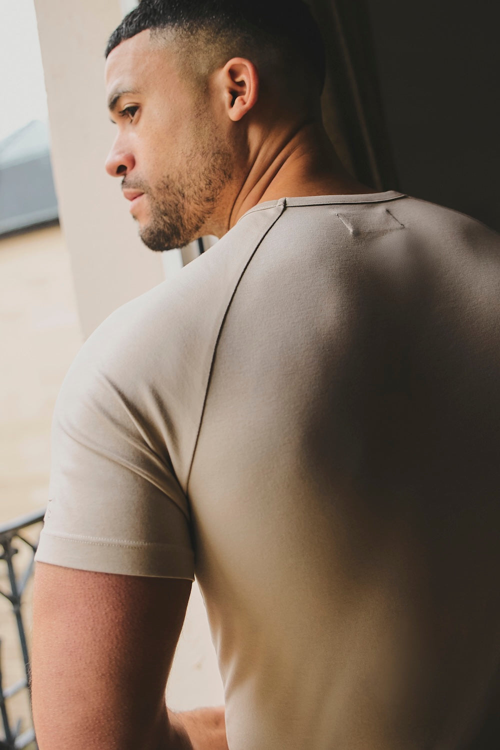 Mercerised Cotton T-Shirt in Stone - TAILORED ATHLETE - USA