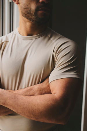 Mercerised Cotton T-Shirt in Stone - TAILORED ATHLETE - USA
