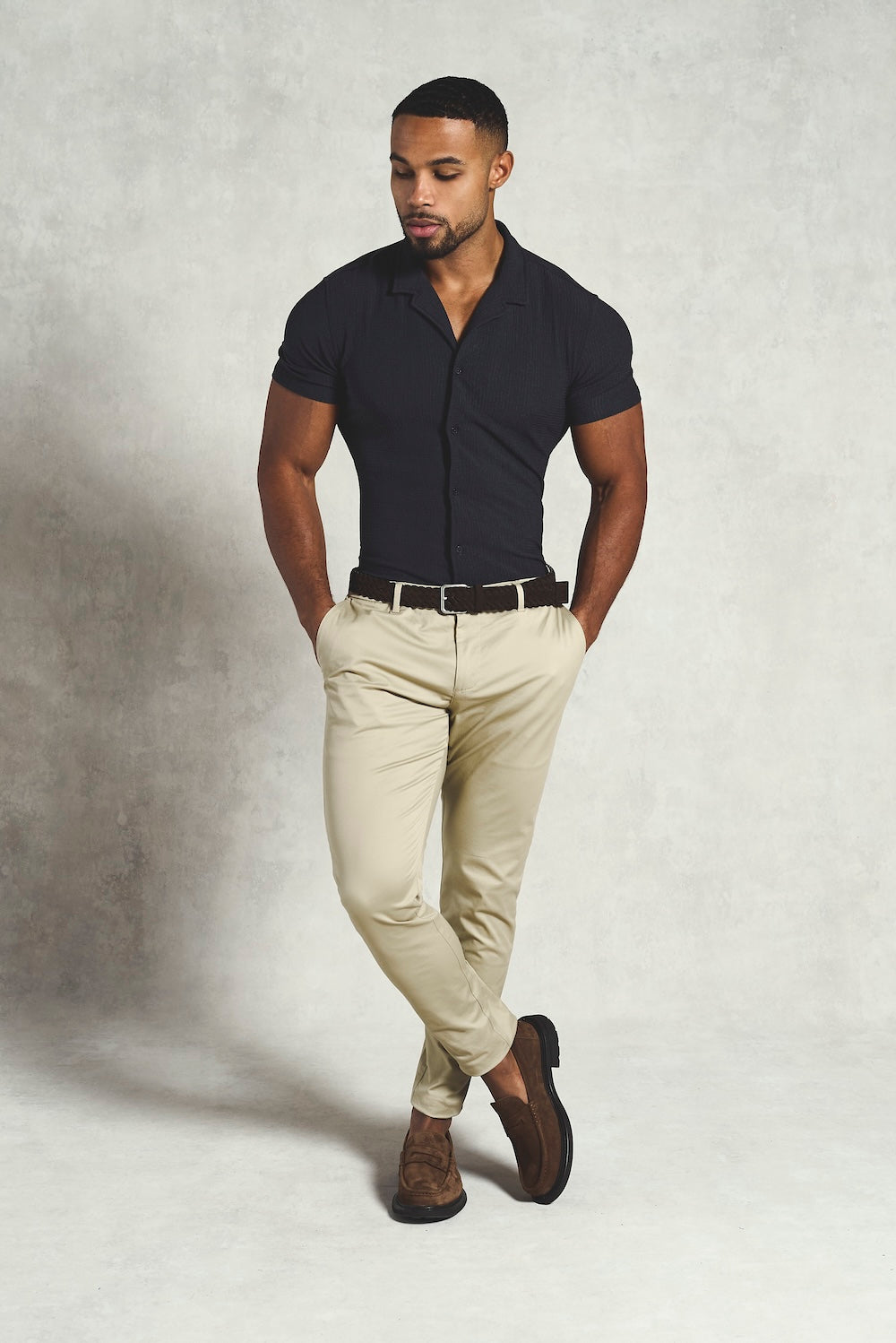 Textured Cuban Collar Shirt in Graphite - TAILORED ATHLETE - USA