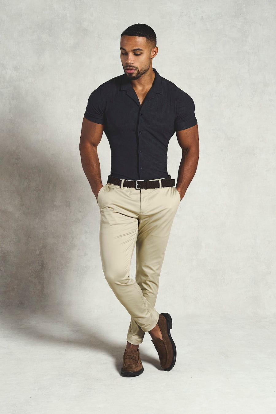 Athletic Fit Cotton Stretch Chino Pants in Stone - TAILORED ATHLETE - USA