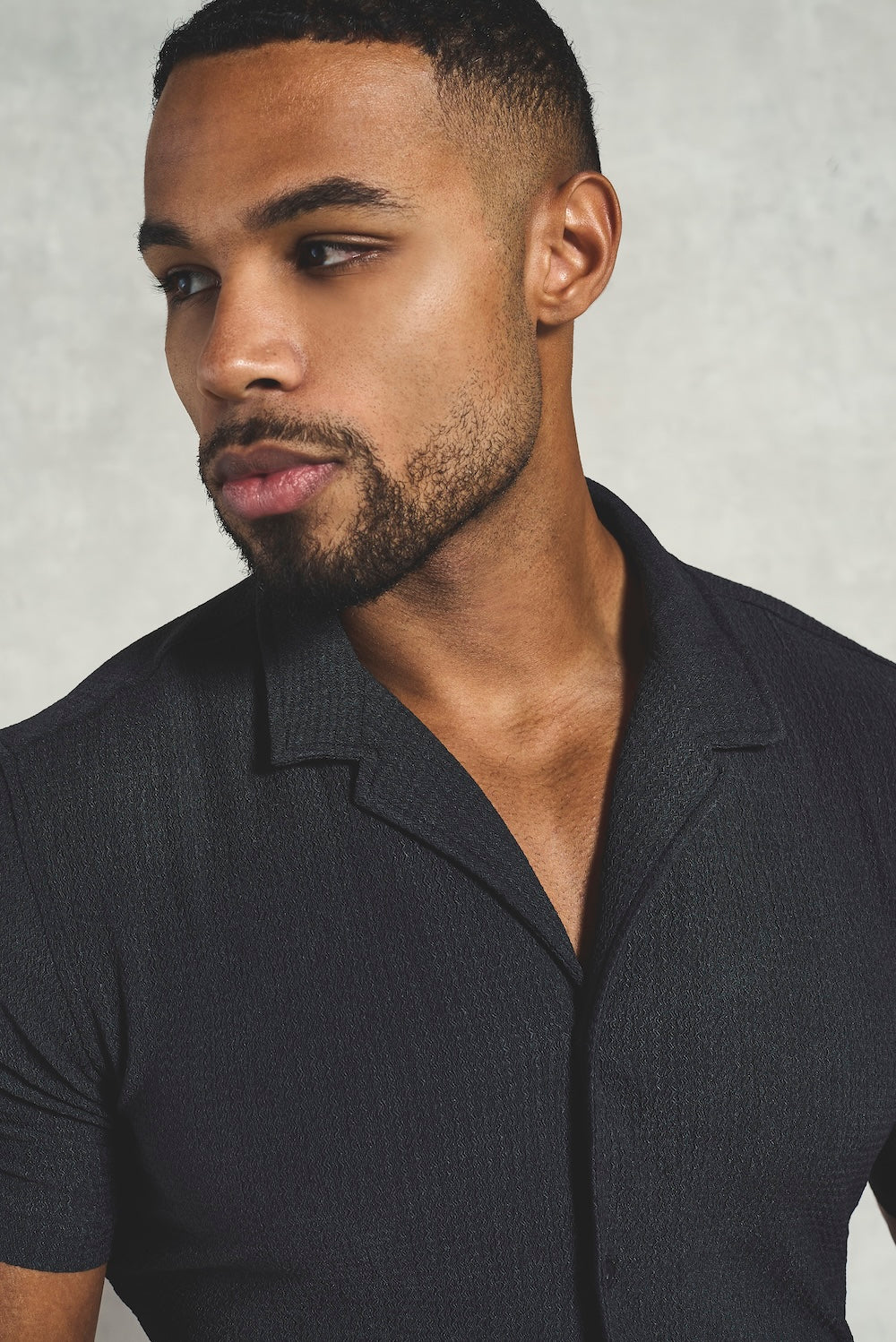 Textured Cuban Collar Shirt in Graphite - TAILORED ATHLETE - USA