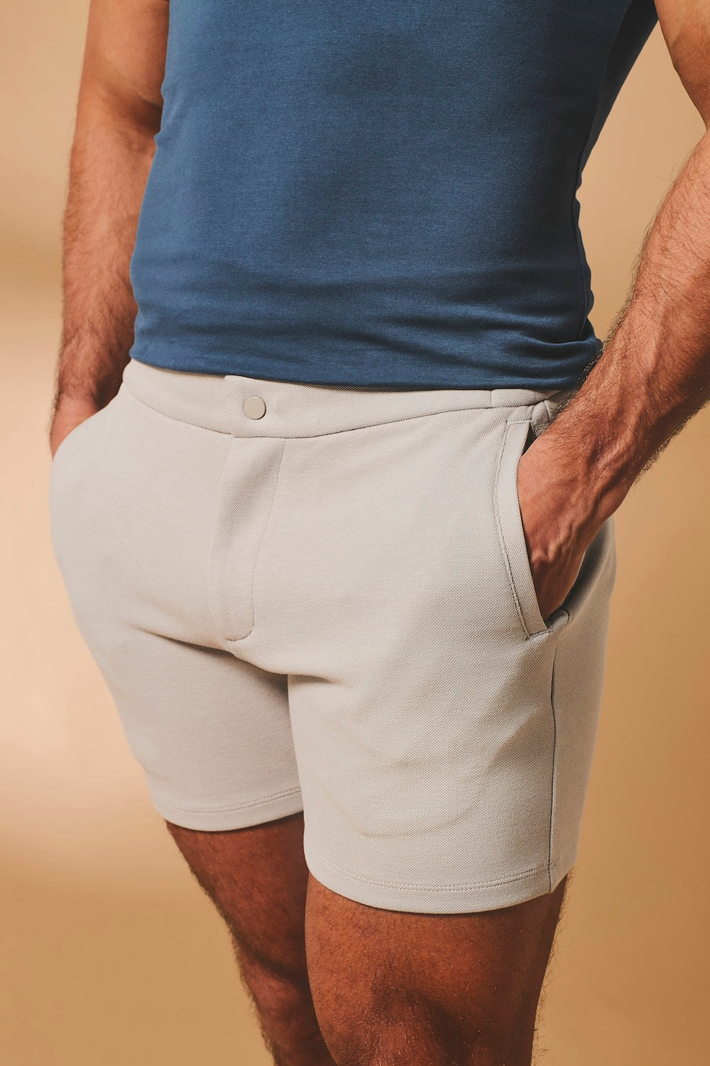 Textured Jersey Shorts in Dove Grey - TAILORED ATHLETE - USA