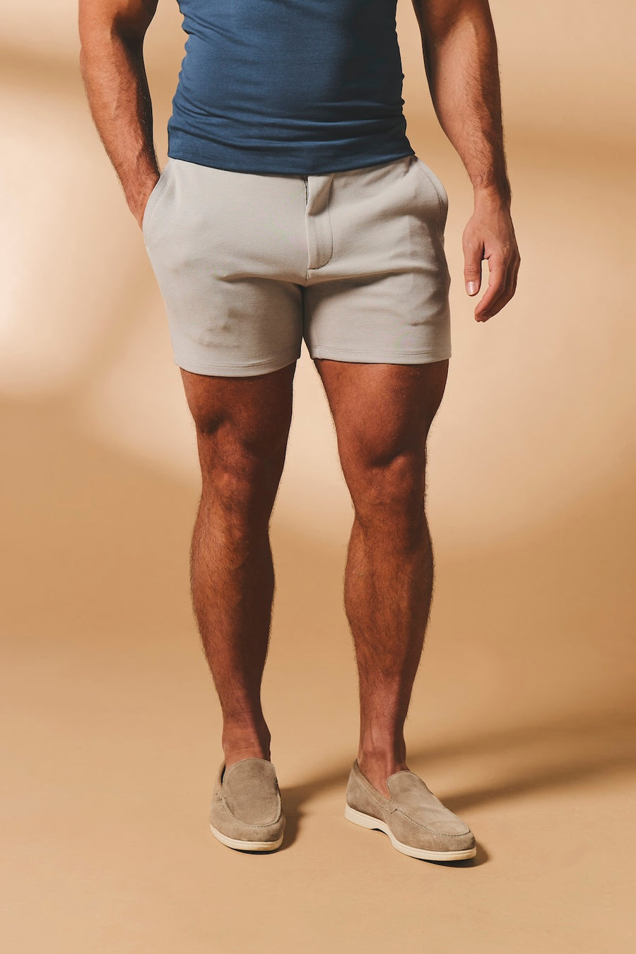 Textured Jersey Shorts in Dove Grey - TAILORED ATHLETE - USA