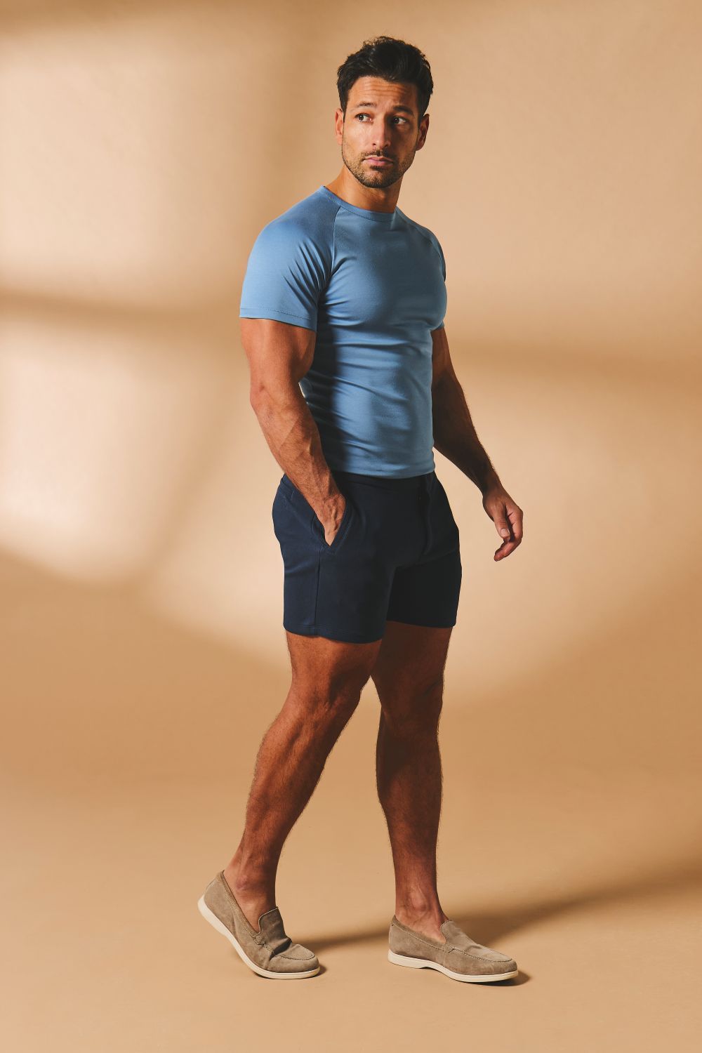 Textured Jersey Shorts In Navy - TAILORED ATHLETE - USA