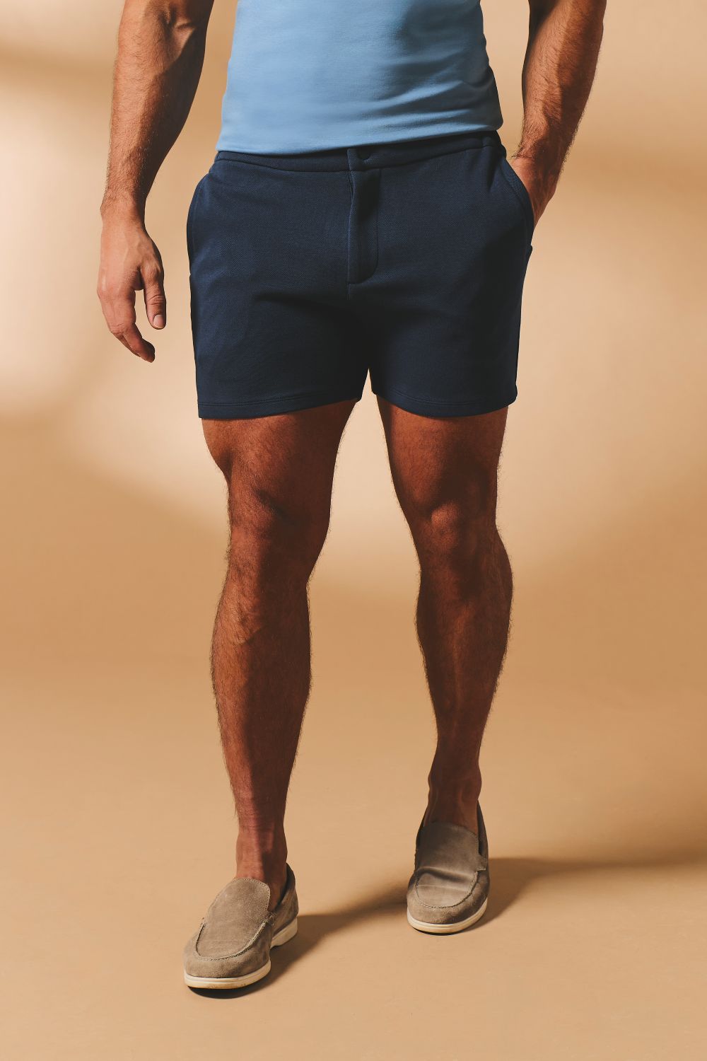 Textured Jersey Shorts In Navy - TAILORED ATHLETE - USA
