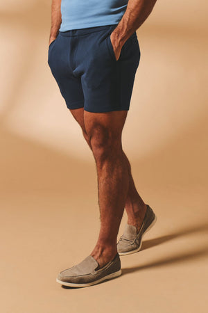 Textured Jersey Shorts In Navy - TAILORED ATHLETE - USA