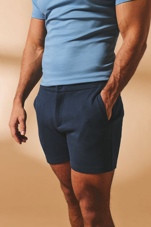 Textured Jersey Shorts In Navy - TAILORED ATHLETE - USA