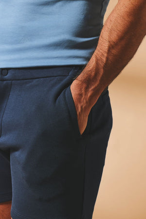 Textured Jersey Shorts In Navy - TAILORED ATHLETE - USA