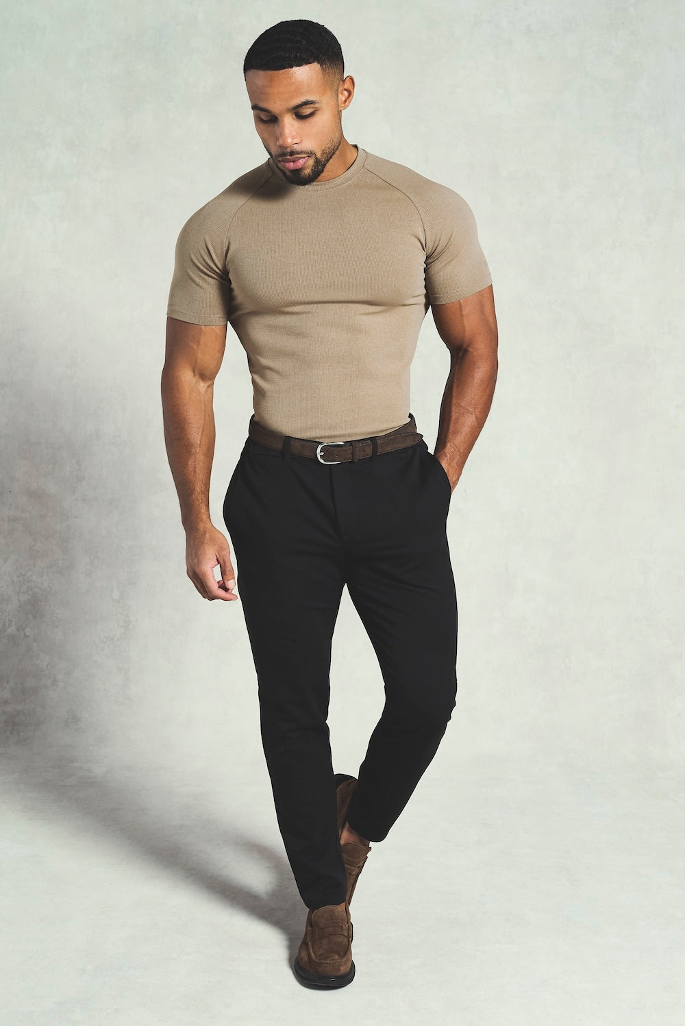 Textured Jersey T-Shirt in Dark Stone - TAILORED ATHLETE - USA