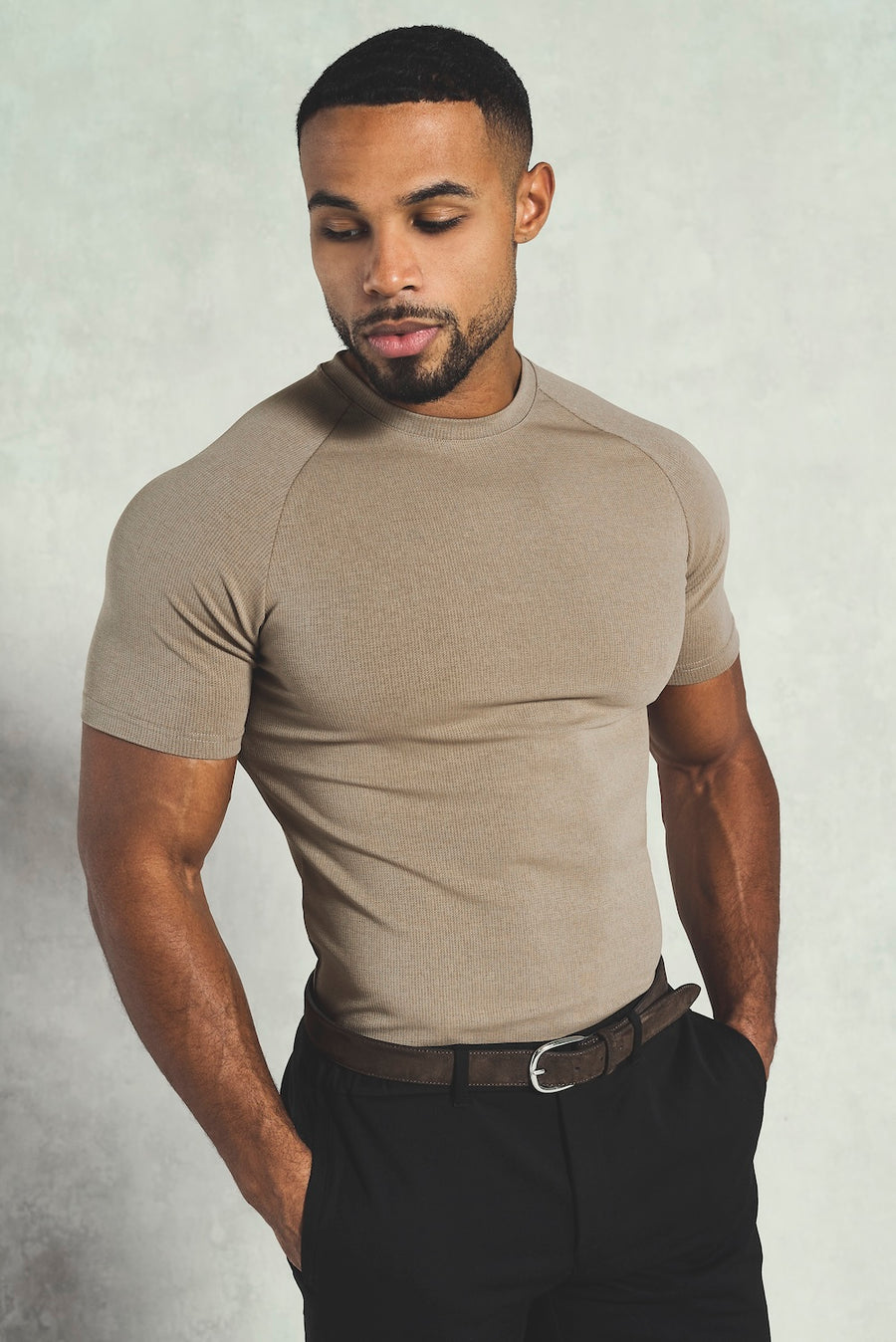 Textured Jersey T-Shirt in Dark Stone - TAILORED ATHLETE - USA