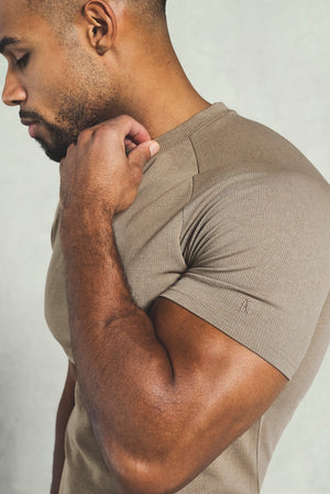 Textured Jersey T-Shirt in Dark Stone - TAILORED ATHLETE - USA