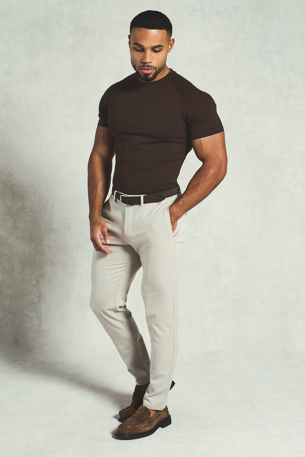 Textured Jersey T-Shirt in Chocolate - TAILORED ATHLETE - USA