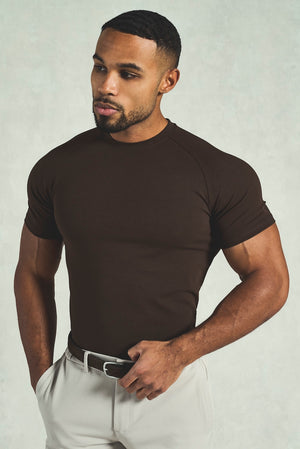 Textured Jersey T-Shirt in Chocolate - TAILORED ATHLETE - USA