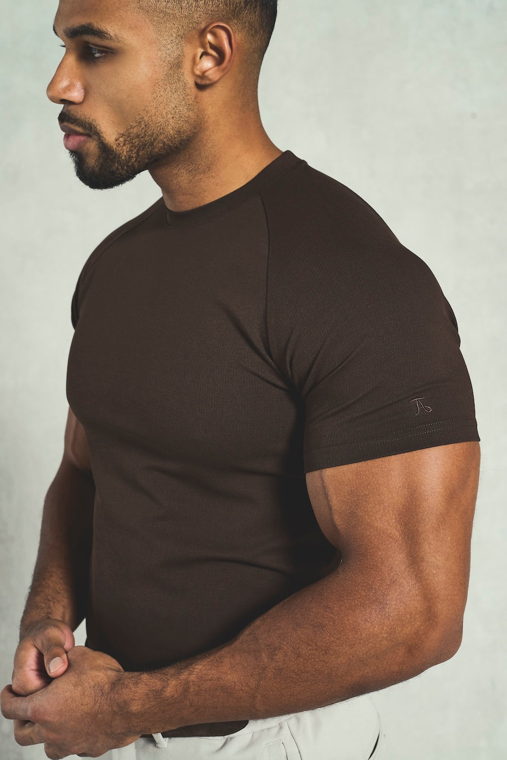 Textured Jersey T-Shirt in Chocolate - TAILORED ATHLETE - USA