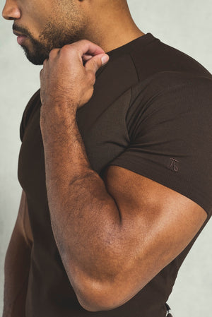 Textured Jersey T-Shirt in Chocolate - TAILORED ATHLETE - USA