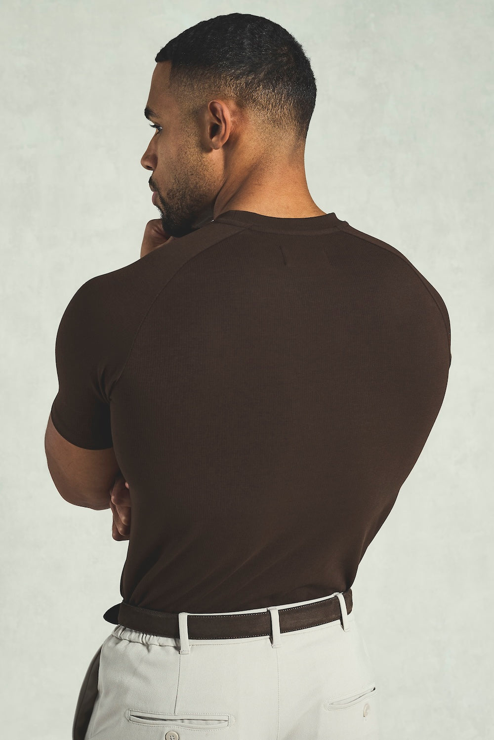 Textured Jersey T-Shirt in Chocolate - TAILORED ATHLETE - USA