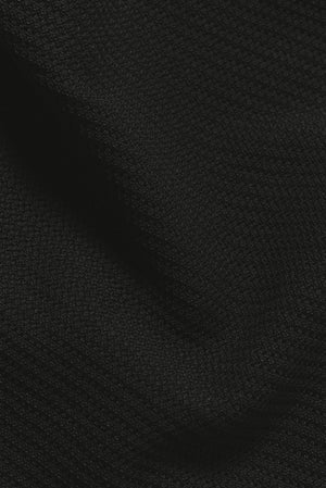 Textured Knitted Open Collar Polo Shirt in Black - TAILORED ATHLETE - USA