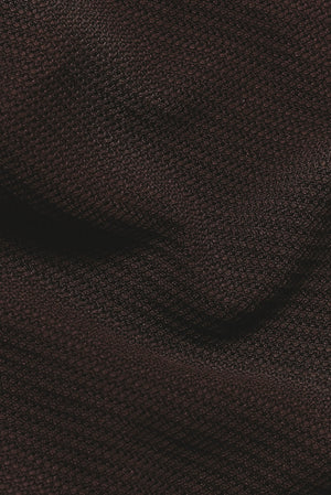 Textured Knitted Open Collar Polo Shirt in Chocolate - TAILORED ATHLETE - USA