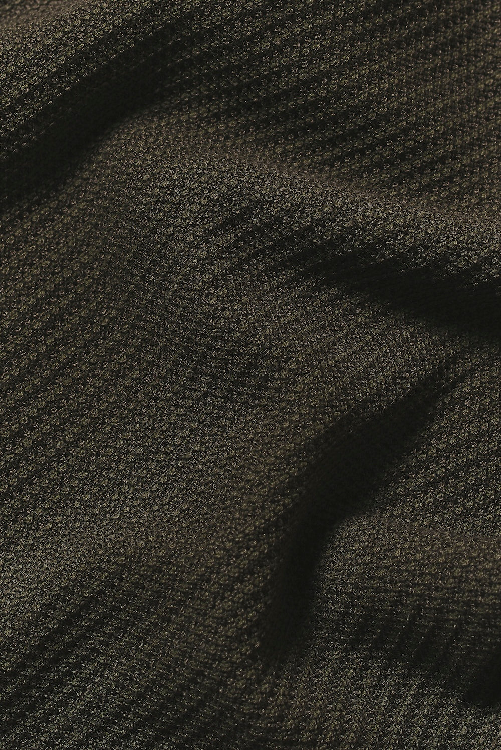 Textured Knitted Open Collar Polo Shirt in Dark Olive - TAILORED ATHLETE - USA
