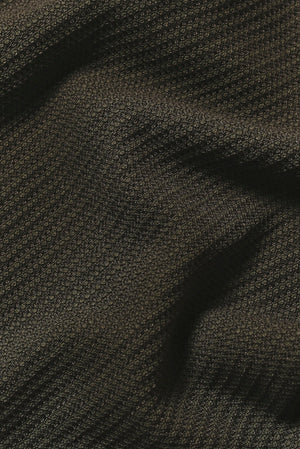 Textured Knitted Open Collar Polo Shirt in Dark Olive - TAILORED ATHLETE - USA