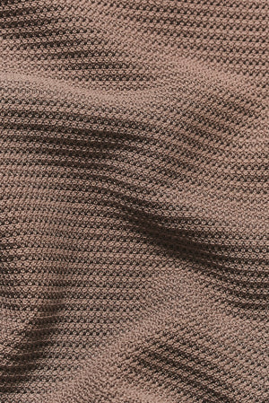 Textured Knitted Open Collar Polo Shirt in Mink - TAILORED ATHLETE - USA