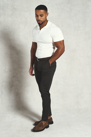 Athletic Fit Cotton Stretch Chino Pants in Dark Khaki - TAILORED ATHLETE - USA